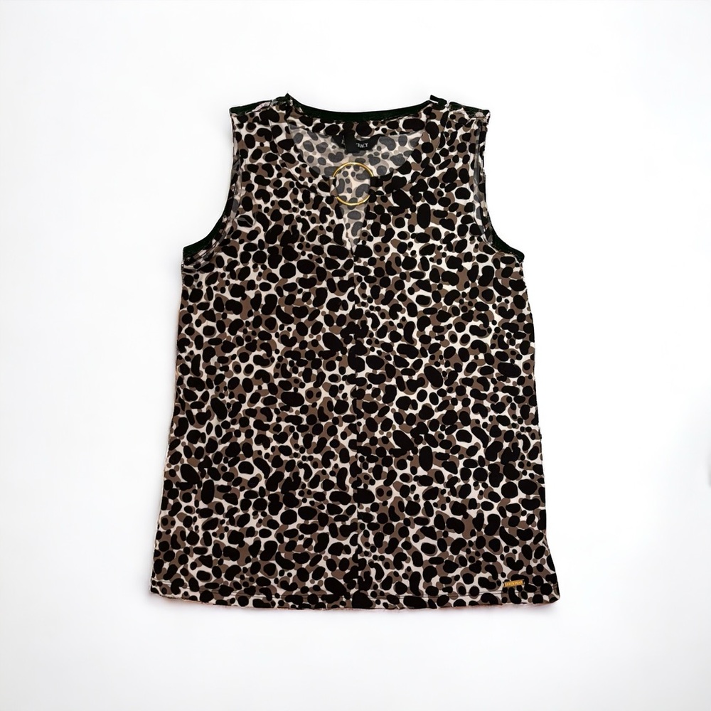 Ellen Tracy Leopard Print Dress Shirt Blouse Small